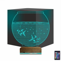 Akvaryum Fanus Balık 3D Lamba - Masa Gece Lambası