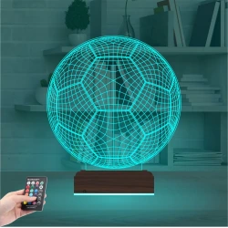 Futbol Topu Futbolcu Taraftar Spor 3D Lamba - Masa Gece Lambası
