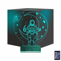 Astronot Ay Gezegen 3D Lamba - Masa Gece Lambası Astronot Ay Gezegen 3D Lamba - Masa Gece Lambası