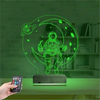 Astronot Ay Gezegen 3D Lamba - Masa Gece Lambası Astronot Ay Gezegen 3D Lamba - Masa Gece Lambası