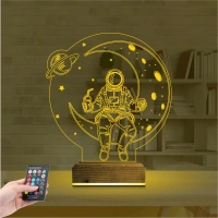 Astronot Ay Gezegen 3D Lamba - Masa Gece Lambası Astronot Ay Gezegen 3D Lamba - Masa Gece Lambası