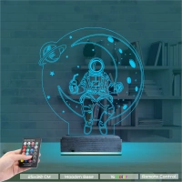 Astronot Ay Gezegen 3D Lamba - Masa Gece Lambası Astronot Ay Gezegen 3D Lamba - Masa Gece Lambası
