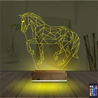 At Tasarım Polygonal 3D Lamba - Masa Gece Lambası