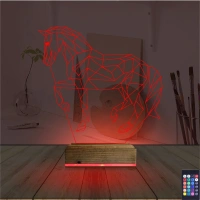 At Tasarım Polygonal 3D Lamba - Masa Gece Lambası