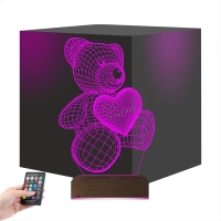 Ayıcık Kalp Seni Seviyorum 3D Lamba - Masa Gece Lambası Ayıcık Kalp Seni Seviyorum 3D Lamba - Masa Gece Lambası