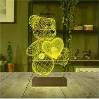 Ayıcık Kalp Seni Seviyorum 3D Lamba - Masa Gece Lambası Ayıcık Kalp Seni Seviyorum 3D Lamba - Masa Gece Lambası
