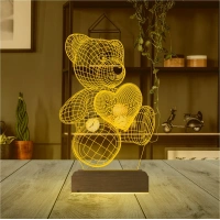Ayıcık Kalp Seni Seviyorum 3D Lamba - Masa Gece Lambası Ayıcık Kalp Seni Seviyorum 3D Lamba - Masa Gece Lambası