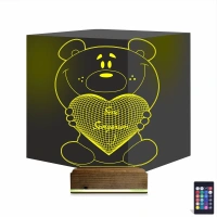 Ayıcık Kalp Seni Seviyorum 3D Lamba - Masa Gece Lambası Ayıcık Kalp Seni Seviyorum 3D Lamba - Masa Gece Lambası