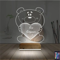 Ayıcık Kalp Seni Seviyorum 3D Lamba - Masa Gece Lambası Ayıcık Kalp Seni Seviyorum 3D Lamba - Masa Gece Lambası