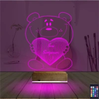 Ayıcık Kalp Seni Seviyorum 3D Lamba - Masa Gece Lambası Ayıcık Kalp Seni Seviyorum 3D Lamba - Masa Gece Lambası