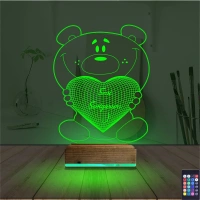 Ayıcık Kalp Seni Seviyorum 3D Lamba - Masa Gece Lambası Ayıcık Kalp Seni Seviyorum 3D Lamba - Masa Gece Lambası