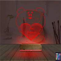 Ayıcık Kalp Seni Seviyorum 3D Lamba - Masa Gece Lambası Ayıcık Kalp Seni Seviyorum 3D Lamba - Masa Gece Lambası