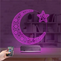 Ay Yıldız Türk Bayrağı 3D Lamba - Masa Gece Lambası