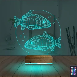 Balık Fanus 3D Lamba - Masa Gece Lambası Balık Fanus 3D Lamba - Masa Gece Lambası