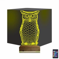 Baykuş Tasarım 3D Lamba - Masa Gece Lambası