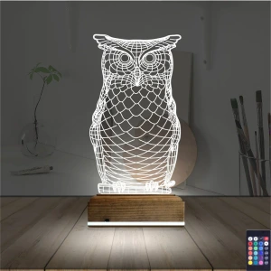Baykuş Tasarım 3D Lamba - Masa Gece Lambası