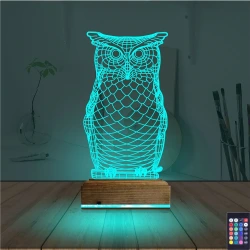Baykuş Tasarım 3D Lamba - Masa Gece Lambası Baykuş Tasarım 3D Lamba - Masa Gece Lambası