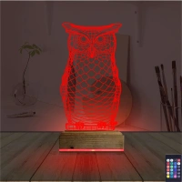 Baykuş Tasarım 3D Lamba - Masa Gece Lambası