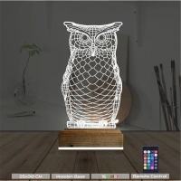 Baykuş Tasarım 3D Lamba - Masa Gece Lambası