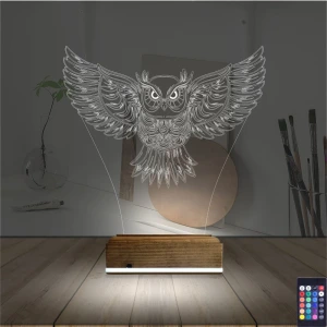 Baykuş Tasarım 3D Lamba - Masa Gece Lambası