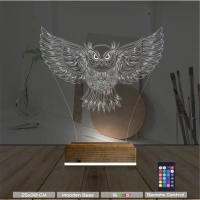 Baykuş Tasarım 3D Lamba - Masa Gece Lambası