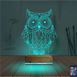 Baykuş Tasarım 3D Lamba - Masa Gece Lambası Baykuş Tasarım 3D Lamba - Masa Gece Lambası