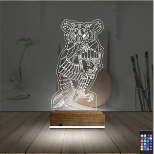 Baykuş Tasarım 3D Lamba - Masa Gece Lambası
