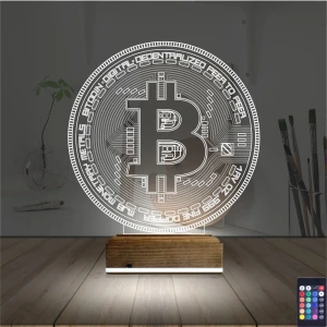 Crypto Bitcoin Btc 3D Lamba - Masa Gece Lambası Crypto Bitcoin Btc 3D Lamba - Masa Gece Lambası