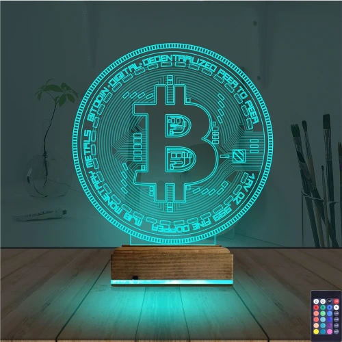 Crypto Bitcoin Btc 3D Lamba - Masa Gece Lambası