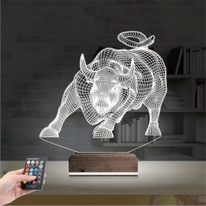 Boğa Burcu 3D Lamba - Masa Gece Lambası Boğa Burcu 3D Lamba - Masa Gece Lambası
