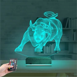 Boğa Burcu 3D Lamba - Masa Gece Lambası Boğa Burcu 3D Lamba - Masa Gece Lambası