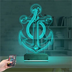 Denizci Çapa Kaptan 3D Lamba - Masa Gece Lambası
