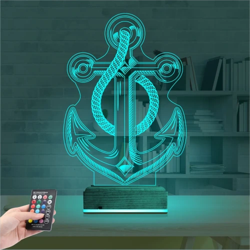 Denizci Çapa Kaptan 3D Lamba - Masa Gece Lambası