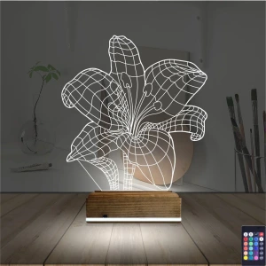 Orkide Çiçek 3D Lamba - Masa Gece Lambası
