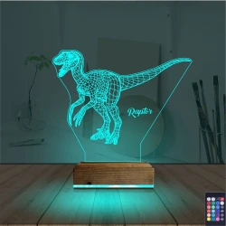Dinozor Raptor 3D Lamba - Masa Gece Lambası