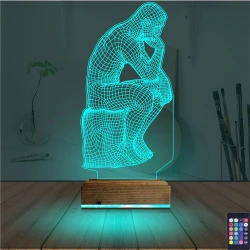 Düşünen Adam Heykel 3D Lamba - Masa Gece Lambası Düşünen Adam Heykel 3D Lamba - Masa Gece Lambası