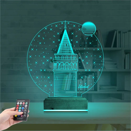Galata Kulesi 3D Lamba - Masa Gece Lambası