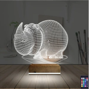 Gergedan 3D Lamba - Masa Gece Lambası Gergedan 3D Lamba - Masa Gece Lambası