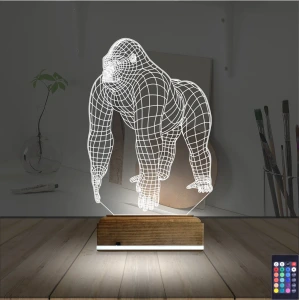 Goril Gorilla 3D Lamba - Masa Gece Lambası Goril Gorilla 3D Lamba - Masa Gece Lambası