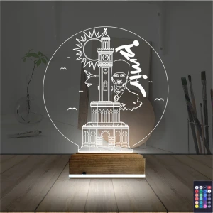 İzmir Saat Kulesi Atatürk 3D Lamba - Masa Gece Lambası İzmir Saat Kulesi Atatürk 3D Lamba - Masa Gece Lambası