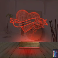 Kalp Gül Canım Annem Anneler Günü 3D Lamba - Masa Gece Lambası