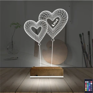 Balon Kalp Love Sevgiliye Hediye 3D Lamba - Masa Gece Lambası Balon Kalp Love Sevgiliye Hediye 3D Lamba - Masa Gece Lambası