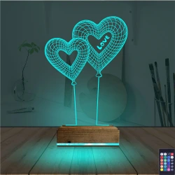 Balon Kalp Love Sevgiliye Hediye 3D Lamba - Masa Gece Lambası Balon Kalp Love Sevgiliye Hediye 3D Lamba - Masa Gece Lambası