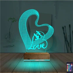 Kalp Love Sevgiliye Hediye 3D Lamba - Masa Gece Lambası