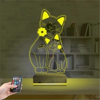 Sevimli Kedi 3D Lamba - Masa Gece Lambası
