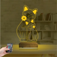 Sevimli Kedi 3D Lamba - Masa Gece Lambası