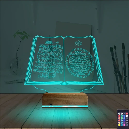 Kuran-ı Kerim Ayetel Kürsi 3D Lamba - Masa Gece Lambası