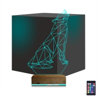 Kurt Polygonal 3D Lamba - Masa Gece Lambası