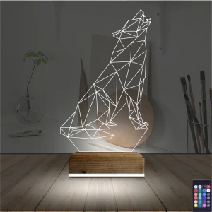 Kurt Polygonal 3D Lamba - Masa Gece Lambası Kurt Polygonal 3D Lamba - Masa Gece Lambası