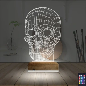 Kuru Kafa İskelet 3D Lamba - Masa Gece Lambası Kuru Kafa İskelet 3D Lamba - Masa Gece Lambası